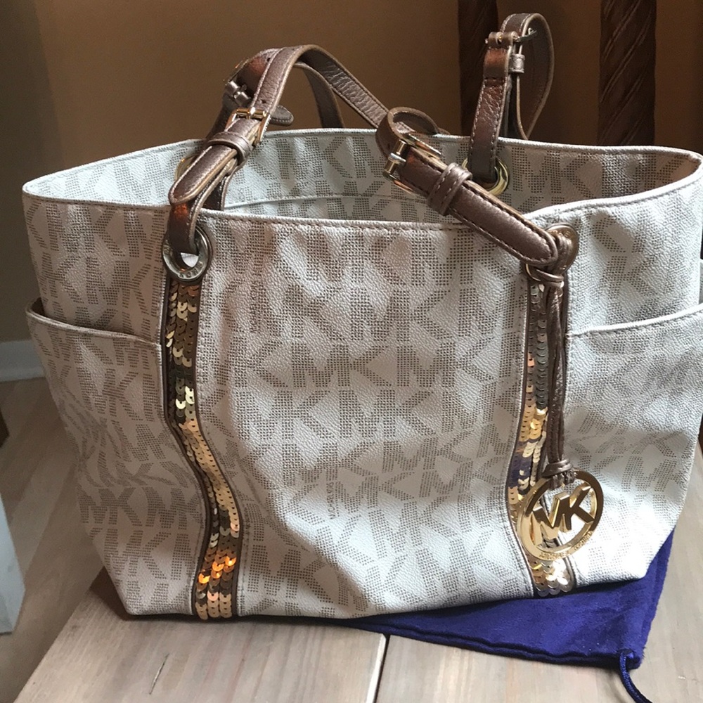 Michael Kors White and gold Leather bag